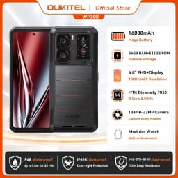 Oukitel WP300 Rugged Phone 16000mAh 36GB(12+24)GB+512GB Modular Detachable Earbud/camping Light 6.78' FHD 120Hz 108MP Cell Phone