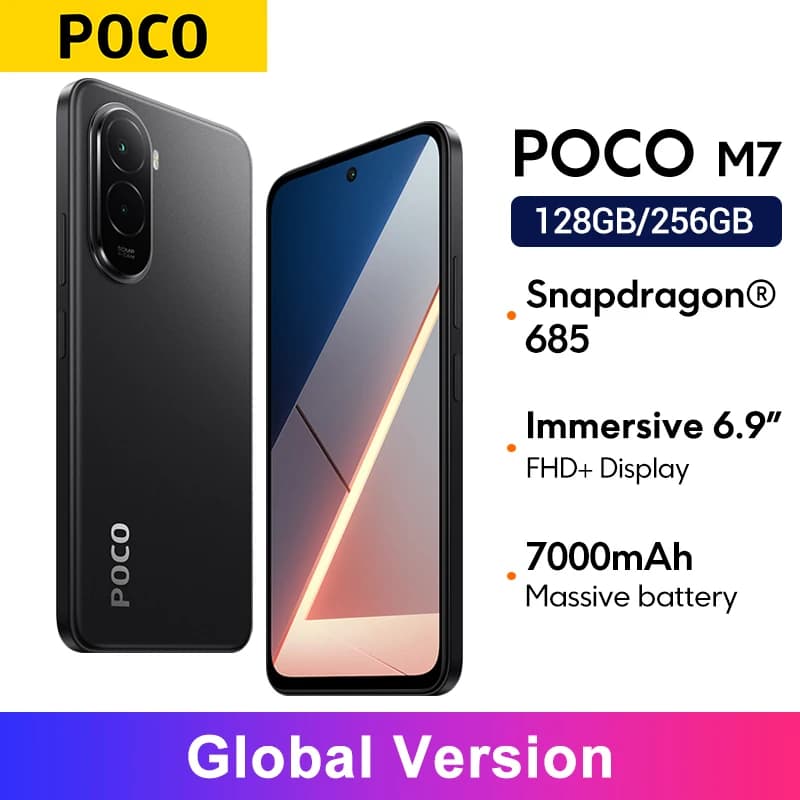 Global Version POCO M7 Smartphone Snapdragon® 685 50MP Camera 6.9" 144Hz FHD+ DotDisplay 7000mAh Battery 33W Fast ChargingNFC