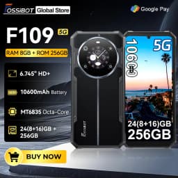 Fossibot [F109] 5G Rugged Phone 24GB(8+16) 256GB 10600mAh 6.745" Android 14 NFC 50MP Camra Dual Screen Face ID Smartphone