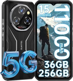 OUKITEL WP55 5G Rugged Smartphone - 36GB+256GB/2TB Android 15 Rugged Phone, 11000mAh Battery,6.6" FHD+ 120hz Phone,108MP Main Camera,Mobile Phones,IP68 IP69K MIL-STD-810H Waterproof Shockproof Dustproof,Outdoor Construction Work Smartphone OTG