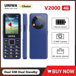 UNIWA V2000 2.4 Inch 4G Fashion Keypad Phone 0.3MP Camera Big Button 1700mAh English Russia Keyboard Feature Phones for Elderly