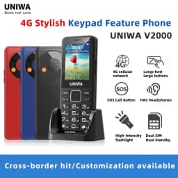 UNIWA V2000 2.4 Inch 4G Fashion Keypad Phone 0.3MP Camera Big Button 1700mAh English Russia Keyboard Feature Phones for Elderly