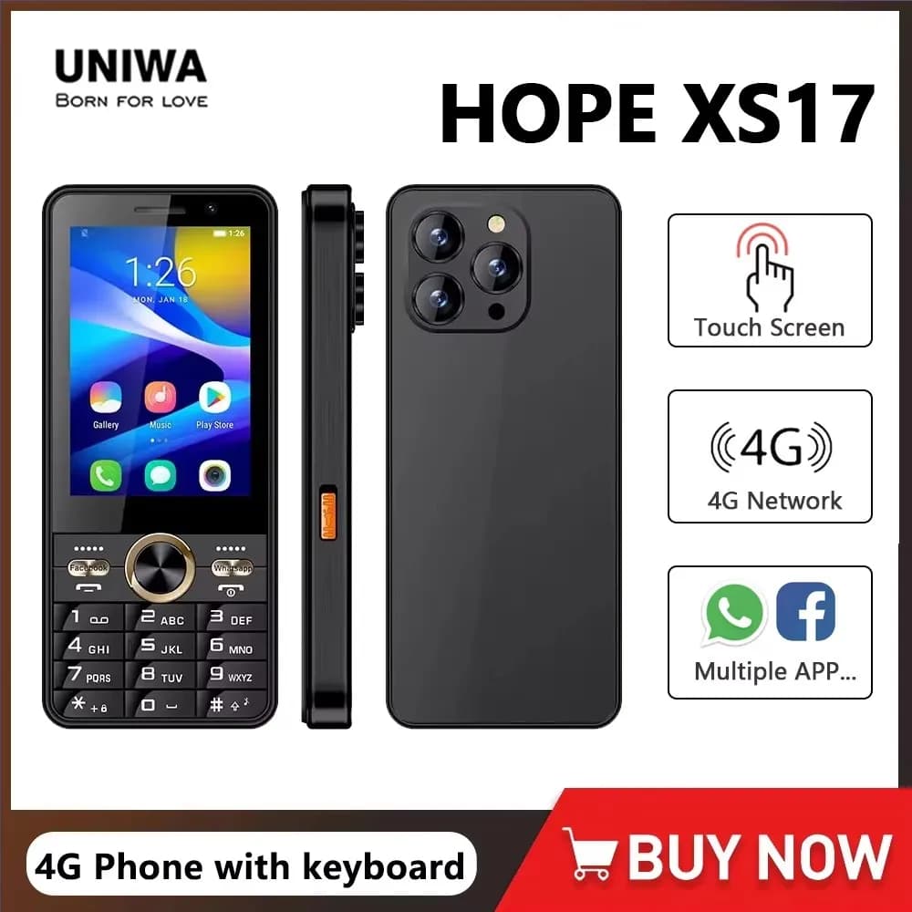 UNIWA HOPE XS17 4G Touch Screen Keypad Phone Android 8.1 Dual SIM Card 3.5 Inch 2GB RAM+16GB ROM 2500mAh Cellphone Whatsapp GPS