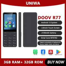 DOOV R77 Smart Touch Screen Keypad 4G Mobile Phone without Camera 3GB+32GB 2100mAh 2.8 Inch Smartphone Android Hebrew keyboard