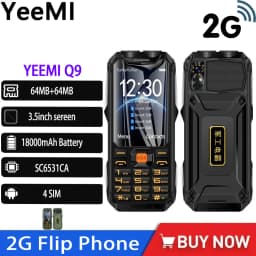 YEEMI Q9 GSM 2G Rugged Network Mobile Phone 4 SIM Cards Rugged Bar Cellphone 3.5Inch HD Display Big Battery Loud Voice Celulares