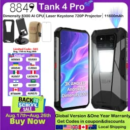 8849 Tank 4 Pro Unihertz 5G Rugged Projector Smartphone 1TB 36G Android 14 Sports Phone 11600mAh Dimensity8300 AMOLED 120HZ