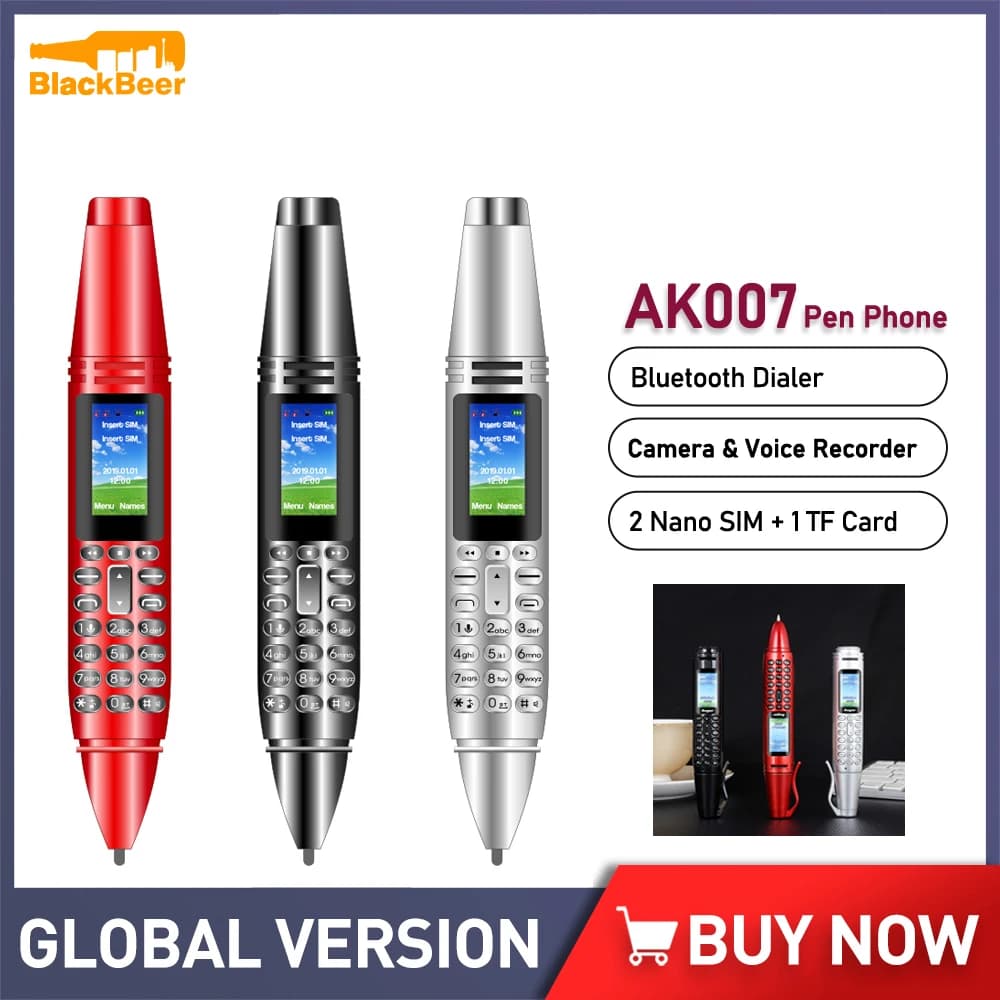 UNIWA AK007 0.96 " Pen Phone with Dual SIM 2G GSM CellPhone BT V3.0 Screen Mobile Phone Dialer Magic Voice MP3 FM Voice Recorder