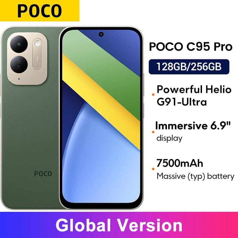 Global Version Smartphone POCO C95 pro 45W Turbo Charging 6.9" display 50MP 7500mAh Helio G91-Ultra