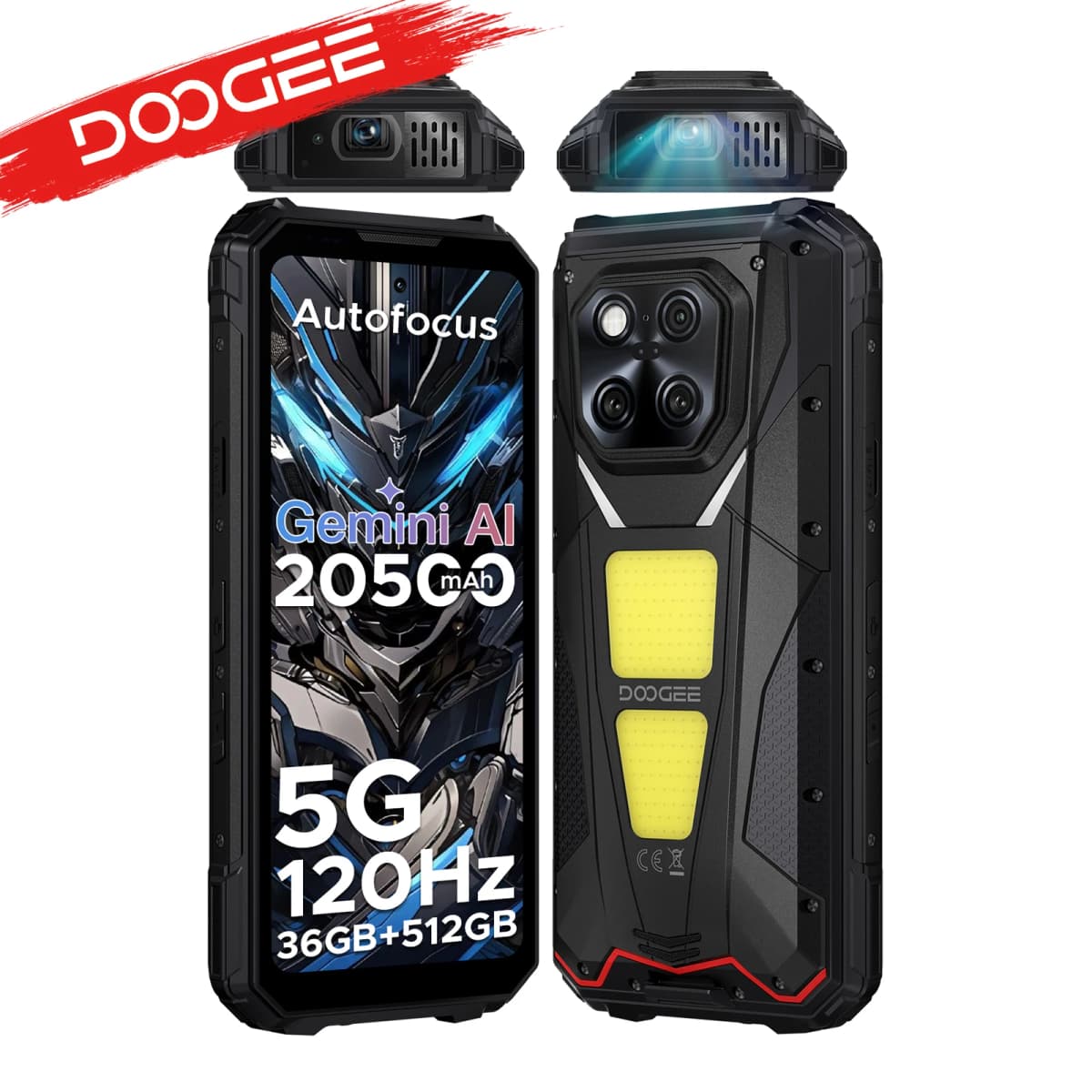 DOOGEE V Max Play Projector Rugged Phone 20500mAh Battery 1200LM Dual Camping Lights 36GB RAM (16+20) 512GB ROM NFC Mobile phone