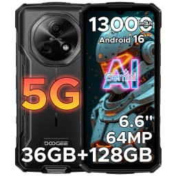 DOOGEE Fire 7 5G Rugged Phone 16GB RAM+256GB ROM 13000mAh Battery Dimensity 6300 Gemini AI 64MP Camera NFC Android 15 Smartphone