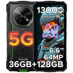 DOOGEE Fire 7 5G Rugged Phone 16GB RAM+256GB ROM 13000mAh Battery Dimensity 6300 Gemini AI 64MP Camera NFC Android 15 Smartphone