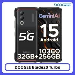 DOOGEE Blade20 Turbo 5G Rugged Phone 32GB+256GB 6.6'' HD+ Dimensity 7050 50MP Camera Gemini Al 10300mAh Battery NFC WiFi6 Android 15 Smartphone
