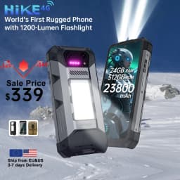 Unihertz Hike 8849 Rugged Smartphone Android 14 with 1200 Lumen 200 Meter Flashlight 23800mAh 12GB+512GB G200 CPU Dual Speaker