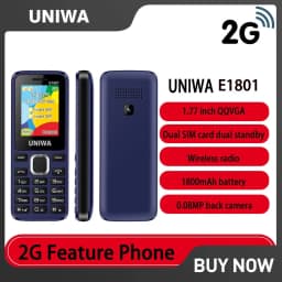 UNIWA E1801 2G Mini GSM Feature Phone 1.77 Inch 1800mAh Telephone Dual SIM Card Dual Standby Bluetooth for Elder Man Wireless FM