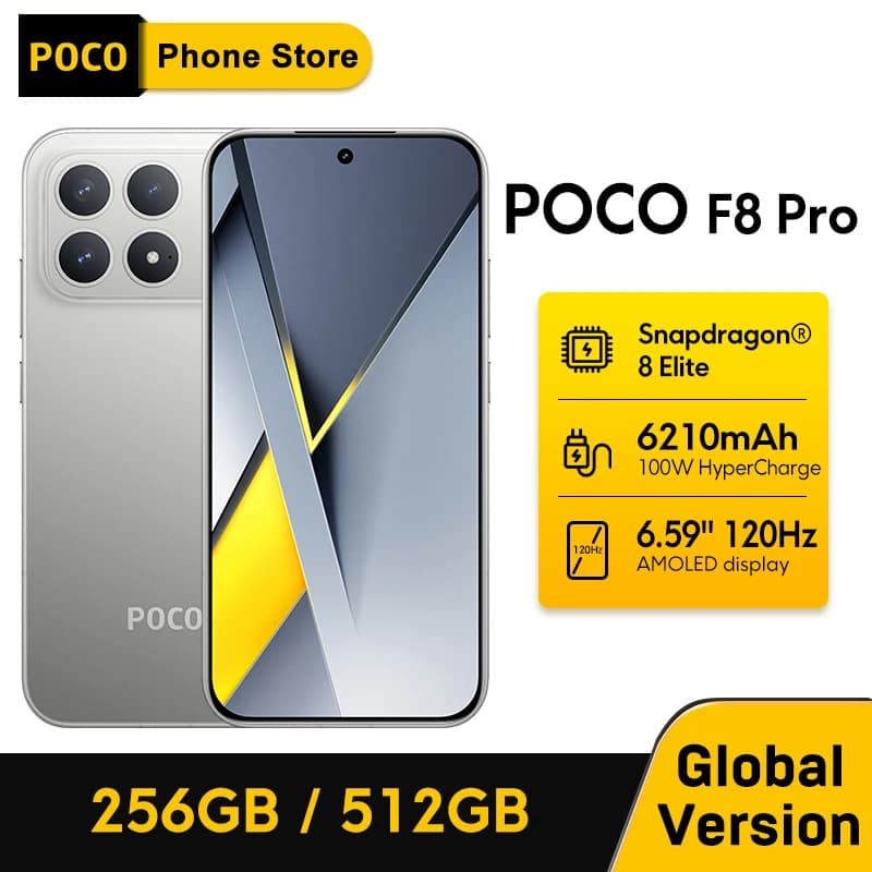 POCO F8 Pro 5G Global Version Smartphone 256GB 512GB Snapdragon® 8 Elite 6.59" 120Hz HyperRGB AMOLED Display 50MP Camera NFC
