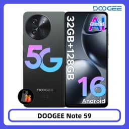 DOOGEE Note 59 5G Smartphone 32GB 128GB 6250mAh Large Battery 6.75" 120Hz UNISOC T8200 Octa Core Android 15 Widevine L1 NFC