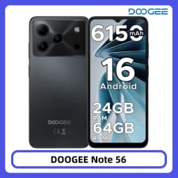 DOOGEE Note 56 Smartphone Android 16 6150mAh Large Battery 6.56'' 90Hz Display 24GB 64GB 8MP+5MP Face Unlock Mobile Phone