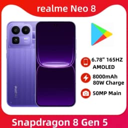Unlocked New realme Neo 8 Mobile Phone 6.78'' 165Hz AMOLED Screen 8000mAh Battery 80W SuperCharge 50MP Main Camera Google Play