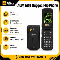 AGM M10 Rugged Flip Phone For Elderly Dual SIM Card Large Button FM Radio Push Button SOS Call 3 Card Slots With Loud Speaker
