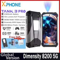 Unihertz Tank 3 Pro 8849 Rugged Phones 5G with 100 Lumens Projector 32/36GB 512GB 23800mAh Waterproof 200MP Smartphones