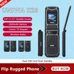 UNIWA X29 2.8 Inch Double Screen Dual SIM Card GSM Rugged Style Flip Phone 2000mAh Big Font Big Button For Senior Wireless Radio