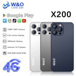 W&O X200 4G Smartphone Android 4GB RAM+64GB ROM Mobile Phone 6.53 Inch Dual SIM 4800mAh Battrey 5+13MP Camera Cell Phone on Sale