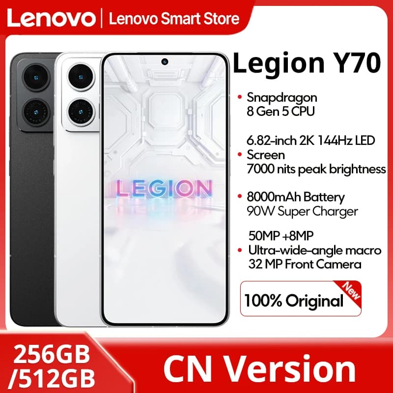 Lenovo Legion Y70 2026 Gaming Smartphone CN Version Snapdragon 8 Gen 5 CPU 6.82 Inch 144Hz Display 8000mAh 90W Cellphone