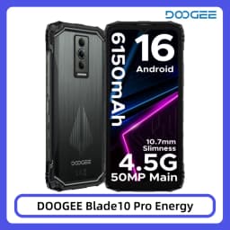 DOOGEE Blade10 Pro Energy Rugged Phone 12GB+128GB 6.56” HD+ Screen 6150mAh Large Battery 50MP AI Camera UNISOC T7250 NFC Android 16 Smartphone