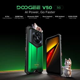 DOOGEE V50 Rugged Phone 52GB+512GB MediaTek Dimensity 8300 200MP Camera 11000mAh 66W Fast Charging 6.78" FHD+ 120Hz Display Android 16 Atmosphere Light Smartphone