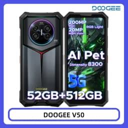 DOOGEE V50 Rugged Phone 52GB+512GB MediaTek Dimensity 8300 200MP Camera 11000mAh 66W Fast Charging 6.78" FHD+ 120Hz Display Android 16 Atmosphere Light Smartphone