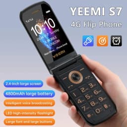 YeeMI S7 4G Rugged Feature Phone Big Button Large Fonts Dual SIM Dual Screen Filp Phones 4800mAh Clamshell Cellphone For Old Man