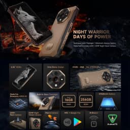 Ulefone Armor X16 Pro 5G Rugged Phone 8GB+256GB 120Hz Glare Flashlight 6.56” Android 15 MTK 6300 NFC 10360mAh Battery Smartphon