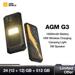 AGM G3 5G Android 15 Rugged Phone 24GB(12+12) 512GB Wireless Charging 10000mAh Battery 6.72" 120Hz Dimensity 7300 Camping light