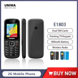 UNIWA E1803 2G Low Price Slim GSM Mini Mobile Phone Dual SIM T9 Keypad 800mAh Battery Wireless Radio Flashlight Phone For Elder