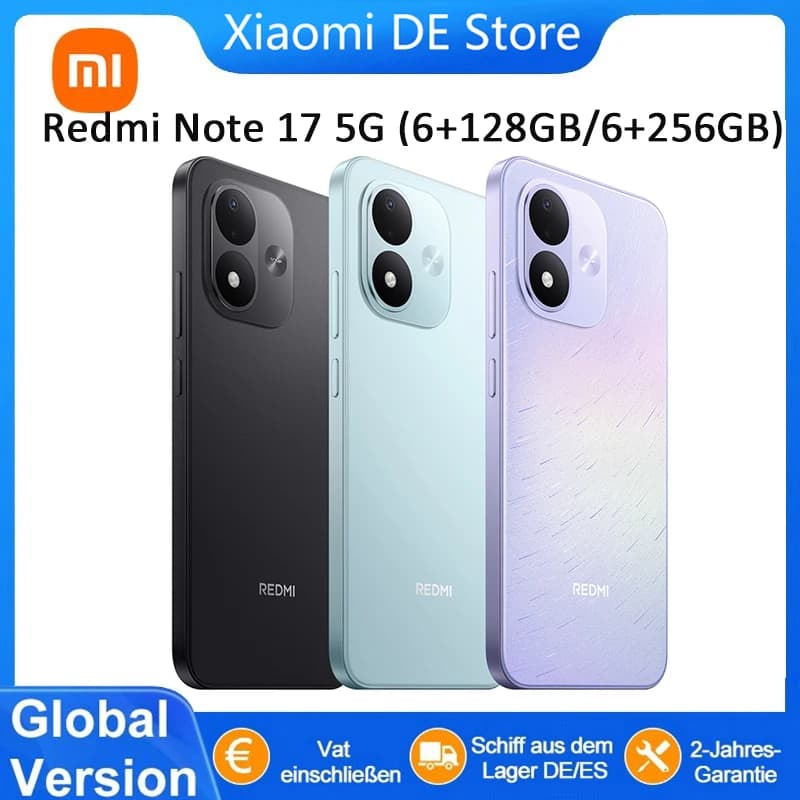 Global Version Redmi Note 17 5g Nfc Smartphone 6.99' Fhd Eye-Care Amoled Display Powerful Snapdragon 4 Gen 4 Ai Face Unlock Mobile Phones