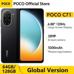 Global Version POCO C71 Smartphone UNISOC T7250 Processor Immersive 6.88" Display 32MP Al Dual Camera 15W Charging 5200mAh