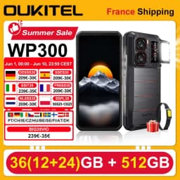 OUKITEL WP300 Smartphone 36(12+24)GB 512GB Android 15 6.8" FHD+ 120Hz 5G 108MP 16000mAh 45W Camping Light Phones Smart Watches
