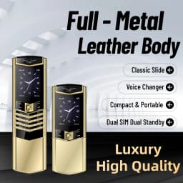 Luxury Slider Business Mobile Phone Metal Body Magice Voice Blacklist Dual Sim Big Button Portable Size Durable Elderly Classic