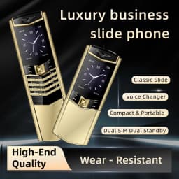 Luxury Slider Business Mobile Phone Metal Body Magice Voice Blacklist Dual Sim Big Button Portable Size Durable Elderly Classic