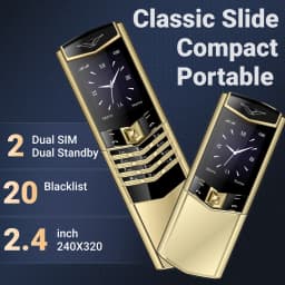 Luxury Slider Business Mobile Phone Metal Body Magice Voice Blacklist Dual Sim Big Button Portable Size Durable Elderly Classic