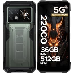 DOOGEE S200 Max Rugged Phone 36GB+512GB 22000mAh 66W Dual-LED Flashlight 1.32" Rear Display Dimensity 7050 108MP NFC Smartphone