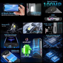 Unihertz Tank Mini Rugged Phone 8GB+256GB Night Vision Version 100MP Camera 5800mAh 4.3'' Android13 Helio G99 Octa 4G Smartphone