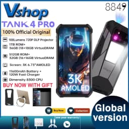 Unihertz Tank 4 pro 5G Projector Rugged Smartphone 36G 1TB Dimensity 8300 Android 14 11600mAh AMOLED 120HZ Sports Phone