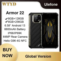 Ulefone Armor 22 Rugged Phone 8GB+128GB / 256GB 6.58'' Android 13 Helio G96 Octa Core 64MP Rear Camera 4G NFC Smartphone