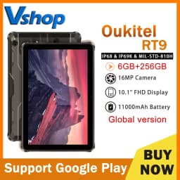 OUKITEL RT9 Rugged Tablet 6GB+256GB 10.1" HD Display Android 14 Unisoc T606 Octa-Core Support Dual SIM 11000mAh IP68 Tablet PC