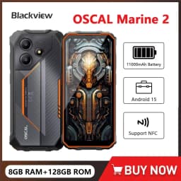 Blackview OSCAL Marine 2 Rugged Phone AI 11000mAh Battery 6.56 " HD+ Display Unisoc T6158GB RAM 128GB Smartphone Android 15 NFC