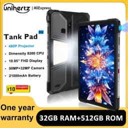 Unihertz Tank PAD 8849 Rugged Projector Tablet Android 32GB 512GB 21000mAh 10.95" FHD Dual Speaker Dimensity 8200 Tablet Phone