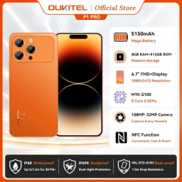OUKITEL P1 PRO Smartphone 6.7" FHD+ AMOLED 120Hz Display 24GB+512GB Android Mobile Phone 5150mAh Battery 50MP Camera Helio G100
