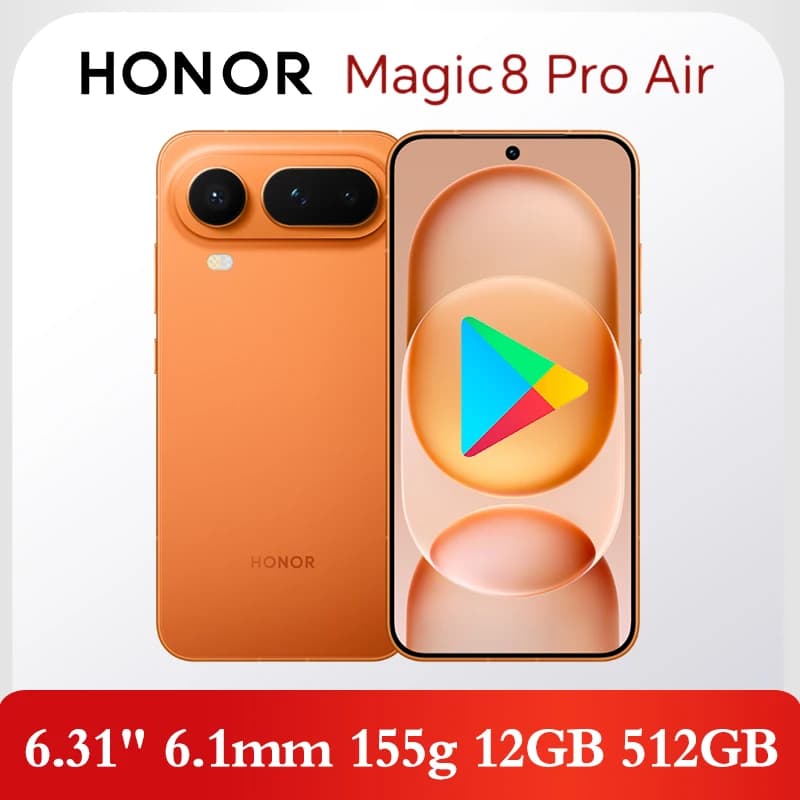 Honor Magic8 Pro AIR 5G Phone Dimensity 9500 CPU 6.31" 120Hz OLED 64MP Camera 80W Charger 5500mAh Google MagicOS10 Magic8ProAir
