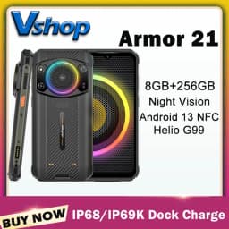 Ulefone Armor 21 Rugged Phone Night Vision 8GB+256GB 6.58 inch Android 13 Helio G99 NFC Google Play 4G Cellphone
